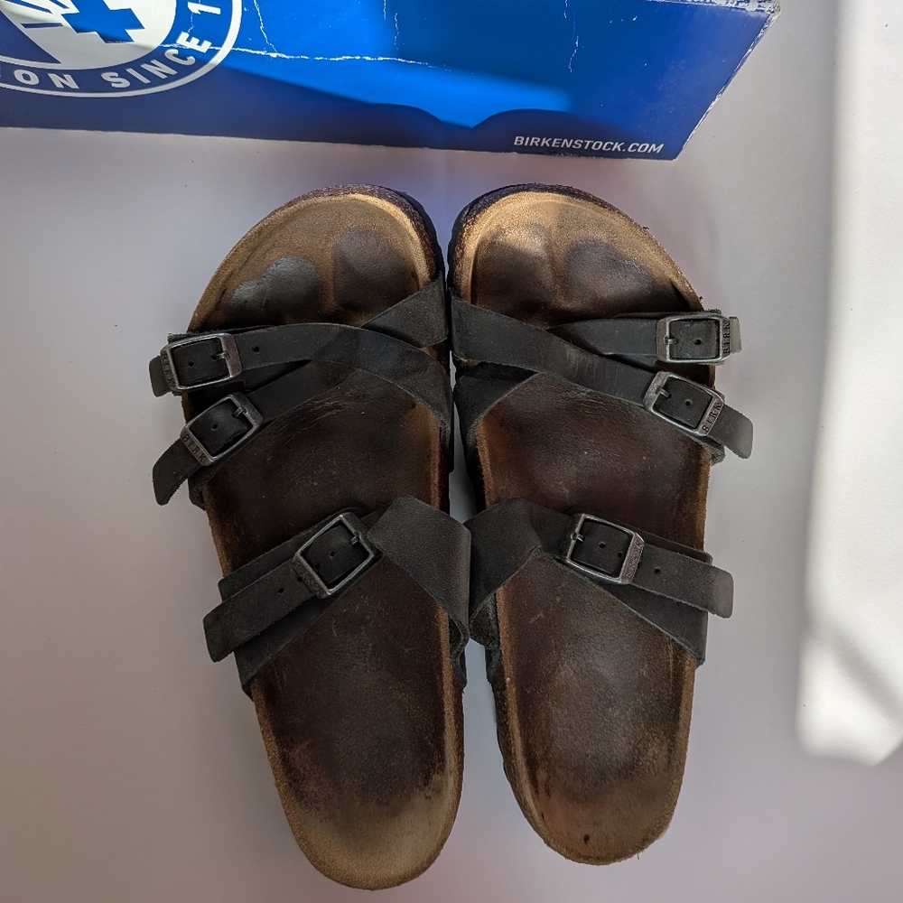 Birkenstock Franca Black Oiled Leather 37 / 6-6.5 Regular Wide Width sandals